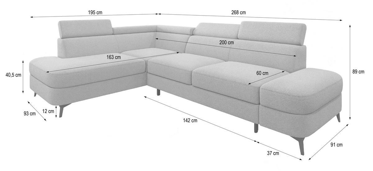 ECKSOFA AVISE Q R-S Braun Boucle-Stoff mit Schlaffunktion - Braun, Holzwerkstoff/Textil (268/195cm) - MASSENO