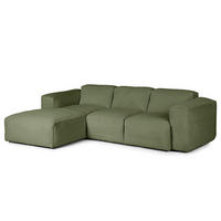3-SITZER ECKSOFA mit Longchair - Dunkelgrün/Schwarz, Textil (251/173cm) - home24