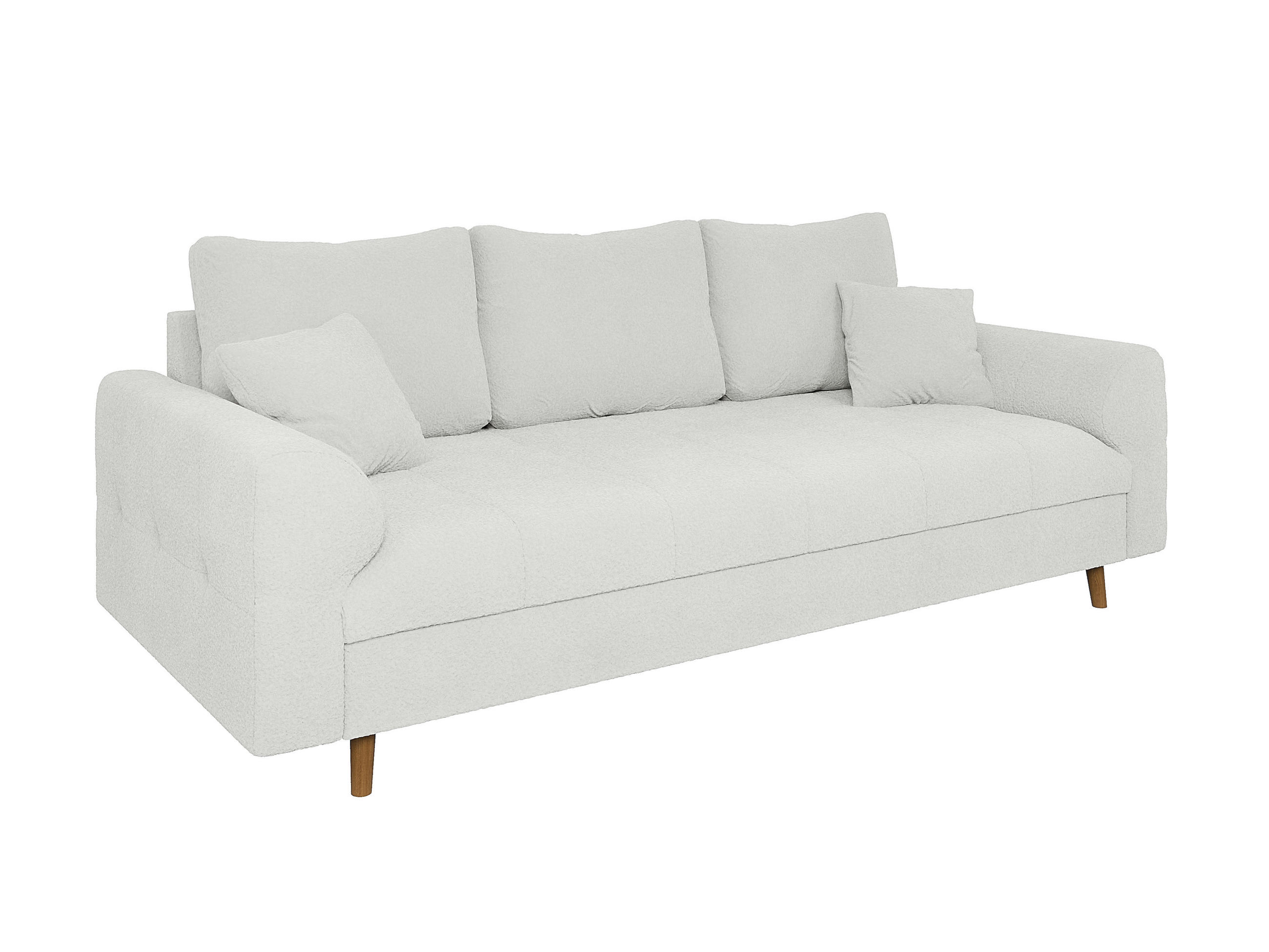 3-SITZER-SOFA Henrik Weiß Boucle - Weiß/Braun, Holz/Textil (210/81/93cm) - S-Style Möbel