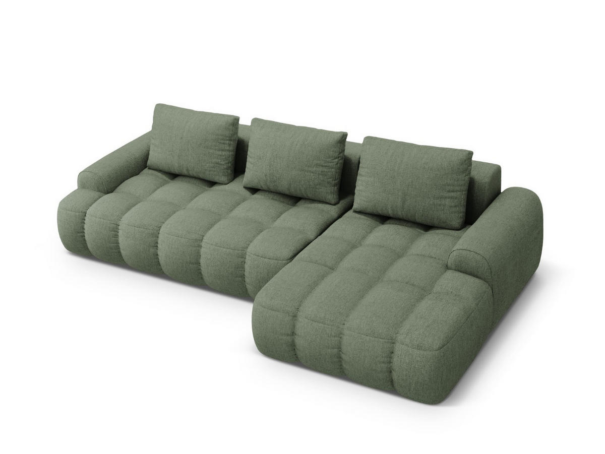 AUSKLAPPBARES-ECKSOFA rechts mit Container Linz aus strukturiertem Stoff dunkles olivgrün 3 Sitzplätze - Dunkelgrün, Textil (142/275cm) - Cosmopolitan Design