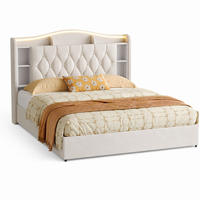 POLSTERBETT 160/200 cm Beige mit Stauraum, LED und USB-Ladestation - Beige, Holz/Metall (160/200cm) - FURNISHINGS HOME