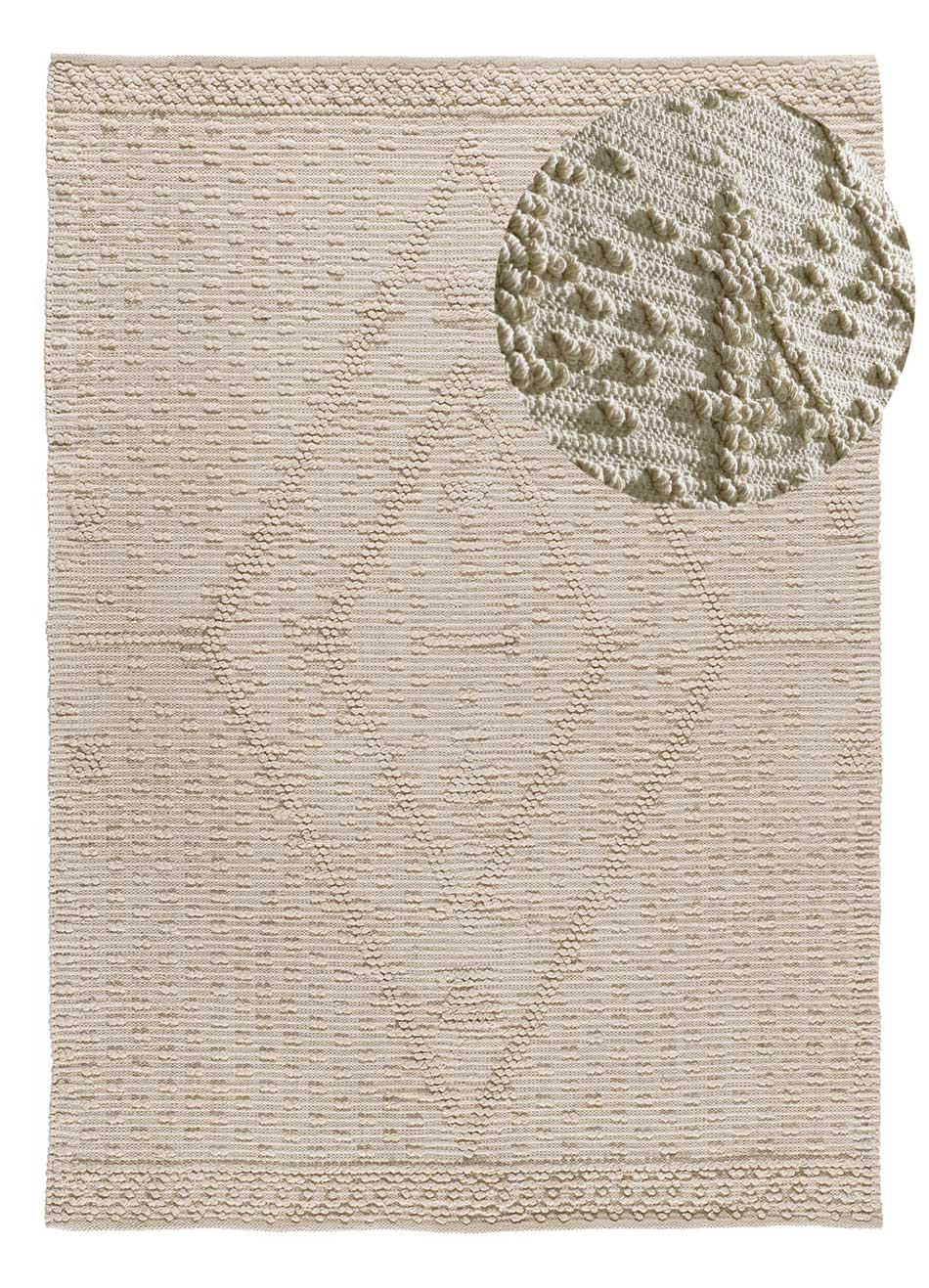 Atticgo Handwebteppich Creme 60x90 cm