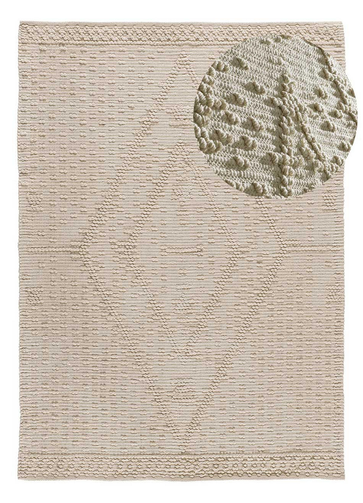 HANDWEBTEPPICH Handgefertigt Creme Pamuk 120/170 cm - Creme, Naturmaterialien (120/170cm) - Atticgo