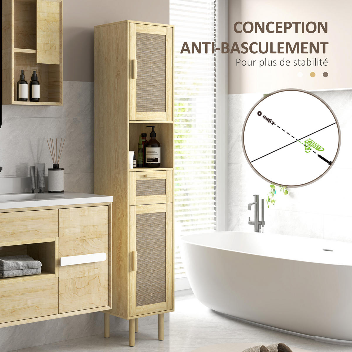 HOCHSCHRANK DE-12433 32/30/170 cm Eiche - Eichefarben, Holzwerkstoff (30/170/32cm) - ComfortXL