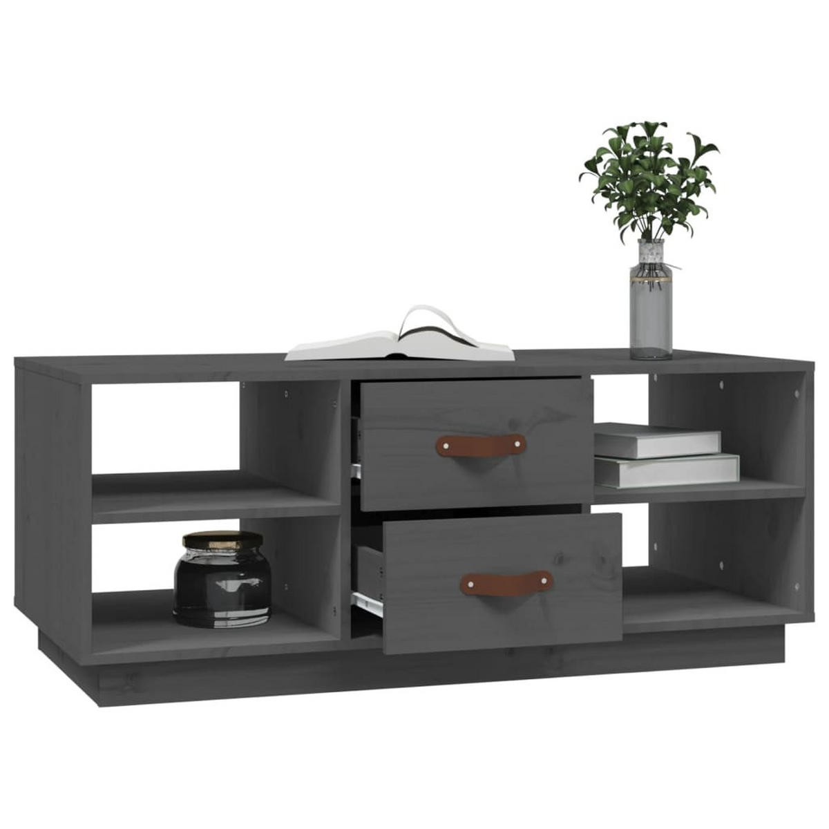 COUCHTISCH Grau 100x50x41 cm Massivholz Kiefer - Grau, Holz (100/50/41cm) - furnicato