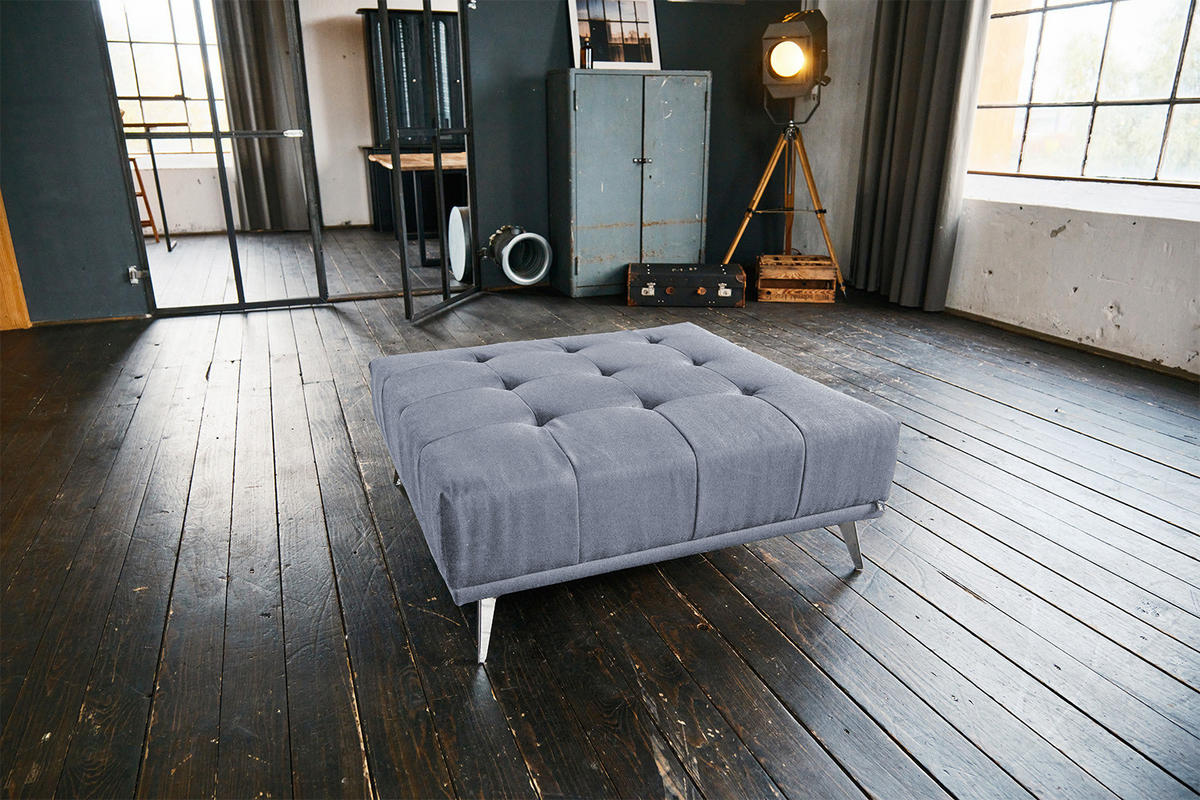 HOCKER WIOLO Hellgrau Webstoff - Silberfarben/Hellgrau, Textil (110/42/110cm) - KAWOLA