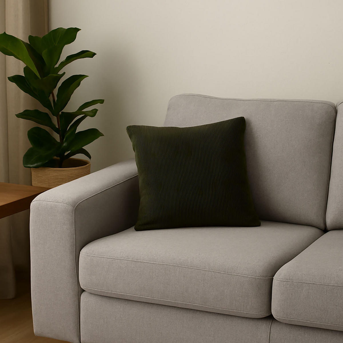 KISSEN mit Borte aus Kordsamt 40/40/8 cm - Grün, Textil (40/40cm) - Home Styling Collection