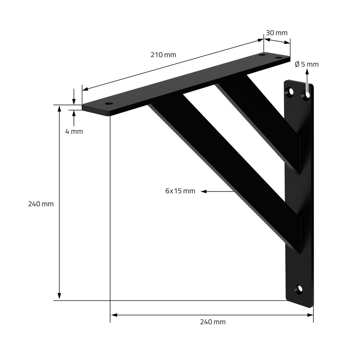 REGALTRÄGER 2er Set - Schwarz, Metall (24/3/24cm) - ML-DESIGN
