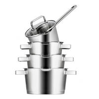 TÖPFE UND PFANNENSET PFANNENSET Diamond – Edelstahl – Stielkasserolle ø 16, 18, 20 cm & Stielkasserolle ø 16 cm – Induktionsgeeignet – 4-teilig - Silberfarben, Metall - Sola