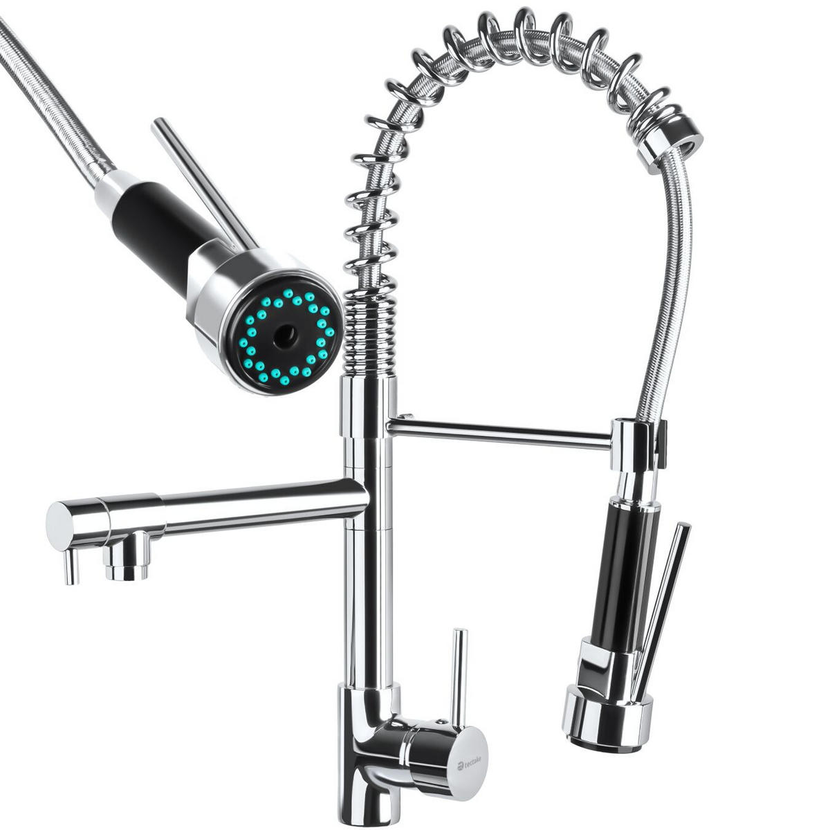 KÜCHENARMATUR, inklusive 2 Anschlussschläuche, grau - Grau, Metall (5/52/24.5cm) - tectake