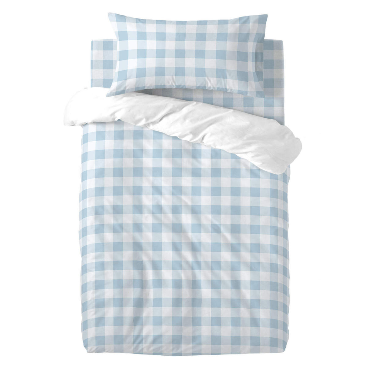 BETTBEZUG 2er-Set teiliges vichy 100x120 cm (kinderbett) blau - Blau, Textil (100/120cm) - Happy Friday