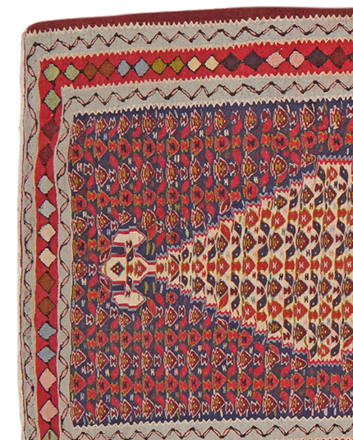 HANDWEBTEPPICH Kelim Senneh Blau 314/88 cm Schurwolle - Blau, Textil (88/314cm) - Looma
