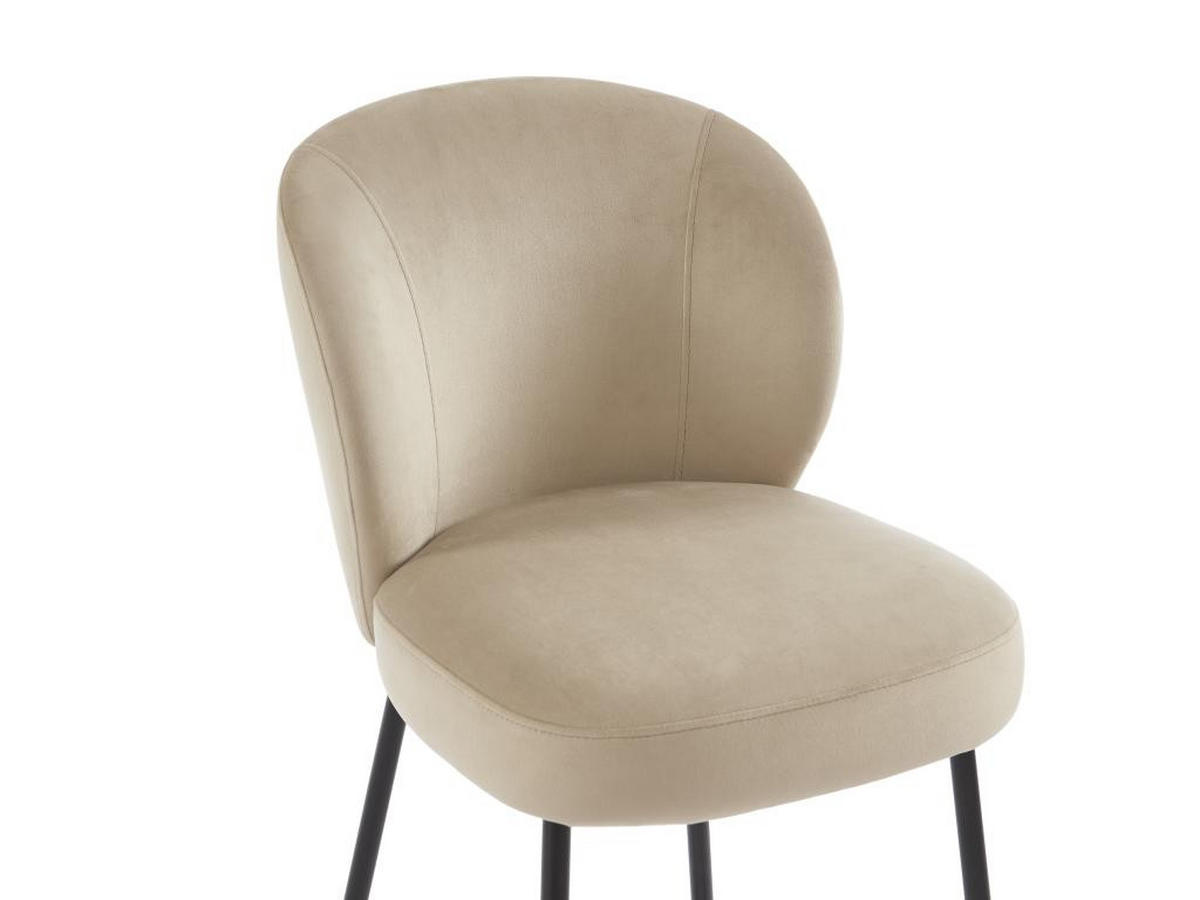 BARHOCKER 2er-Set - Samt & Schwarzes Metall - Beige - POLPONA - Beige, Textil (56/96.5/44cm) - Pascal Morabito