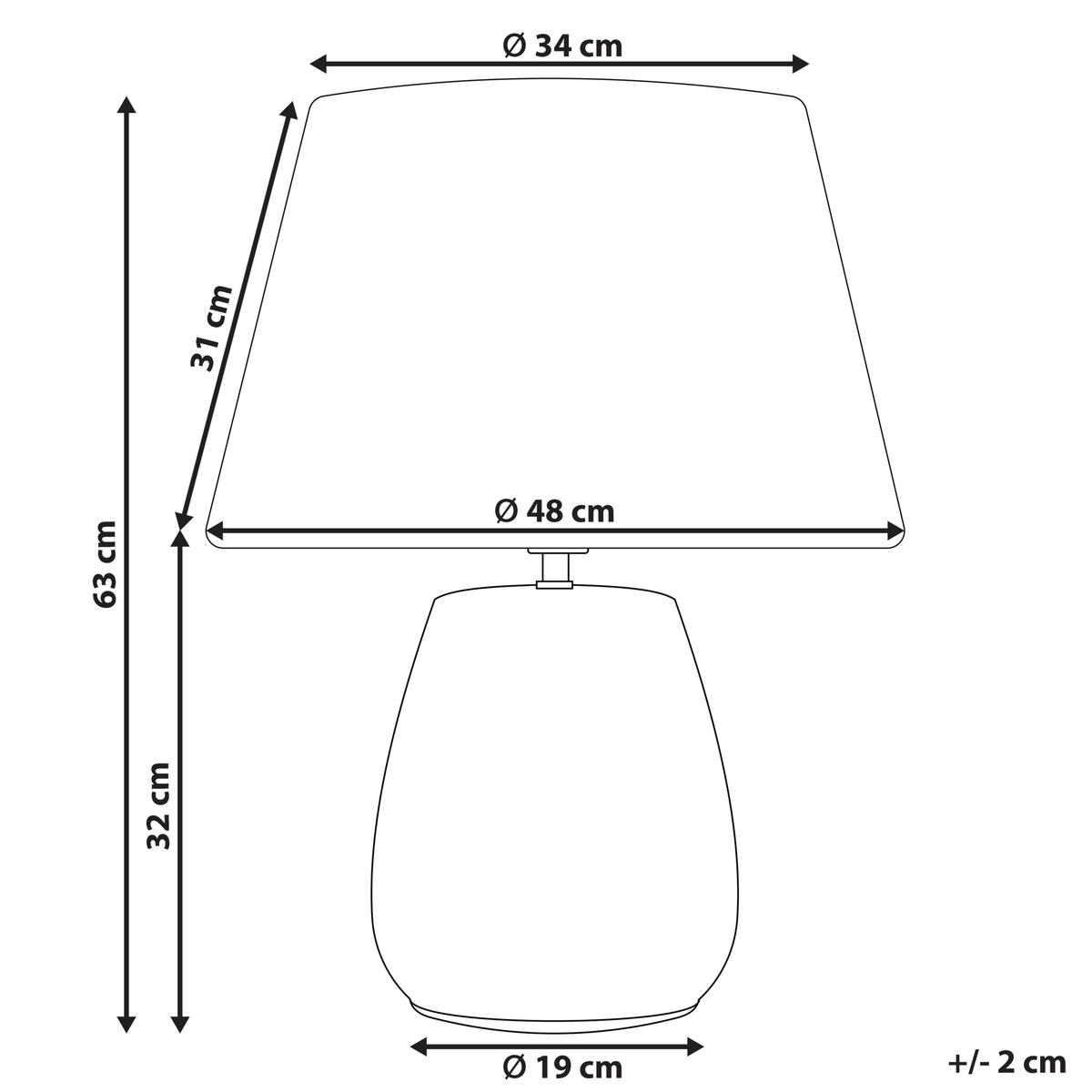 TISCHLAMPE Cidra 48/48/63 cm - Grau, Keramik (48/48/63cm) - Beliani