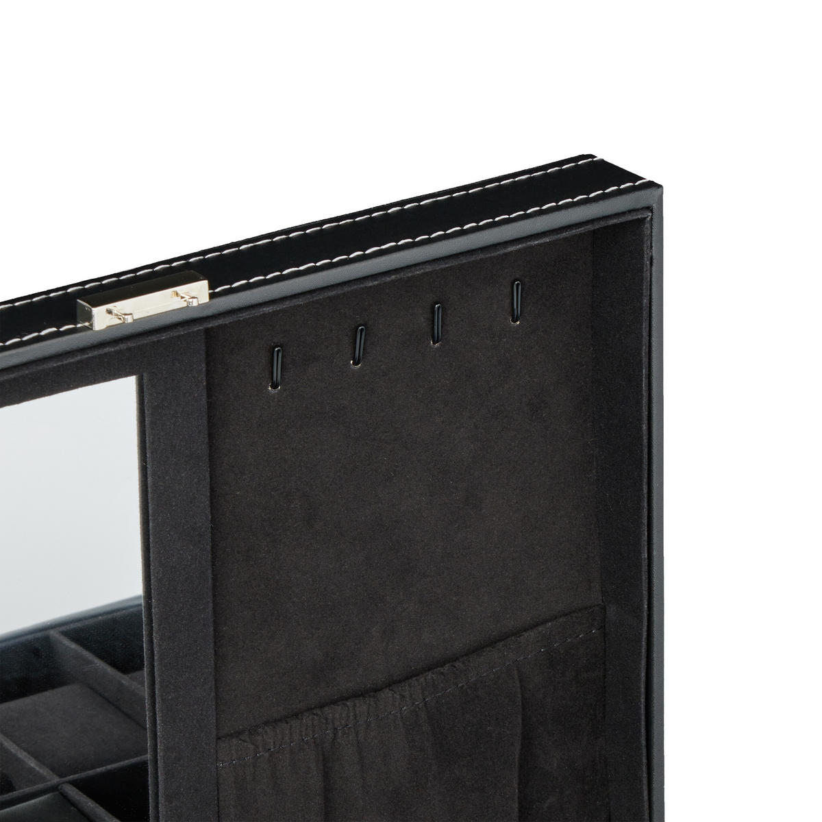 UHRENBOX - Schwarz, Glas/Holzwerkstoff (30/8/20.5cm) - Relaxdays