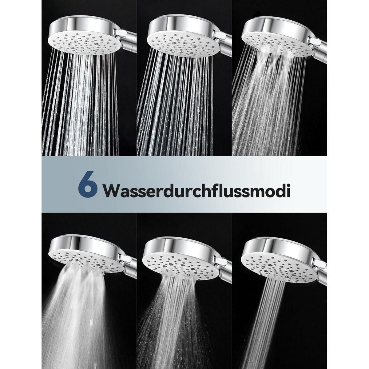 HANDBRAUSE mit Filter 6 Strahlarten Weiß - Weiß, Metall (13.5/12.7/29cm)