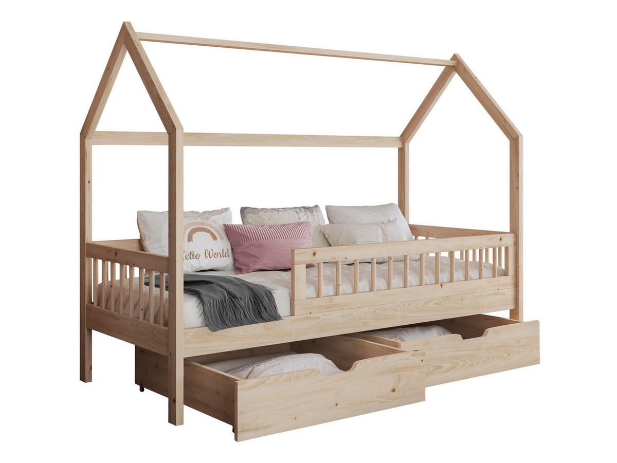 HAUSBETT Gaja 90 - Naturfarben, Holz (90/200cm) - MIRJAN24