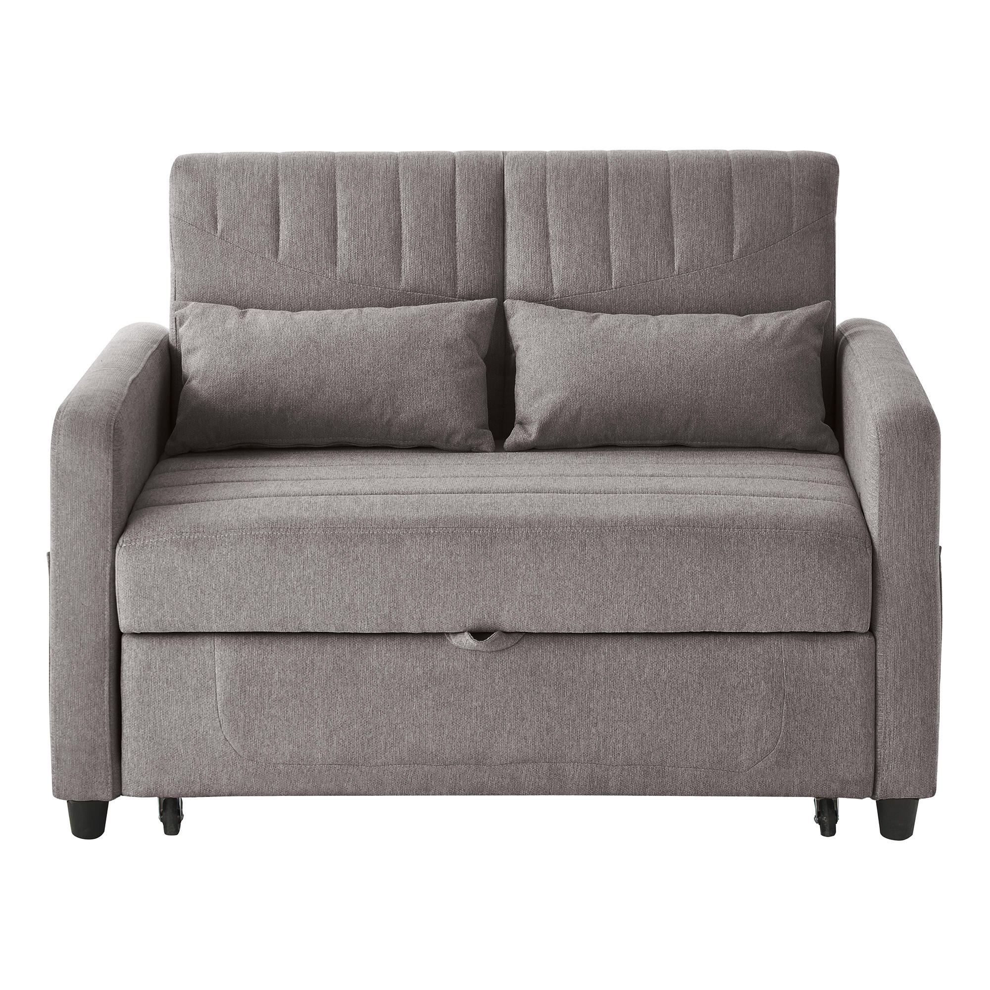 SCHLAFSOFA Baumwoll-Leinen mit Ausziehfunktion und verstellbarer Rückenlehne Grau 114/77/82,5 cm - Grau, Textil (77/82.5/114cm) - Redom