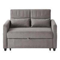 SOFA Zweisitzer mit Schlaffunktion ausziehbar Grau Baumwoll-Leinen 210/90/45 cm - Grau, Kunststoff (114/82.5/77cm) - OKWISH