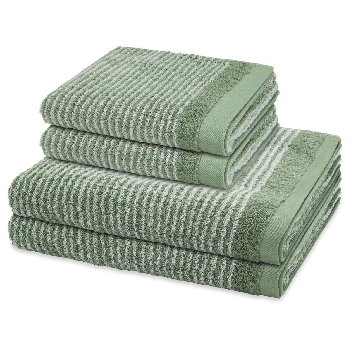 FROTTIERSET Stripes 4-teilig - Grün, Textil (50/100cm) - Ross