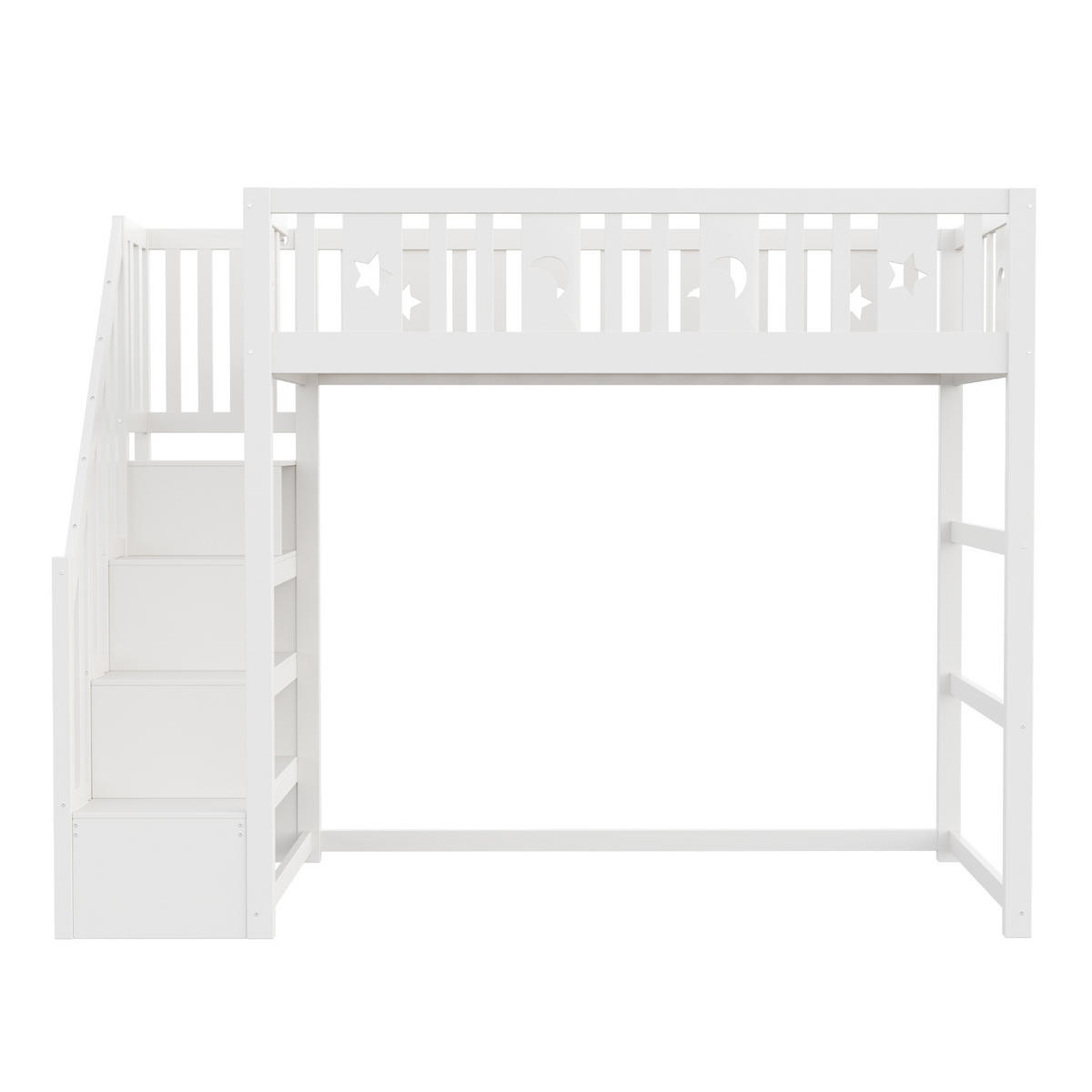 HOCHBETT 90/200 cm aus Massivholz mit Treppe, Weiß - Weiß, Holz (90/200cm) - OKMYHOME