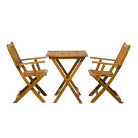 SITZGRUPPE Akana - 2 Armlehnstühle, 1 Tisch 62x62 xm - Naturfarben, Holz - TPFGarden