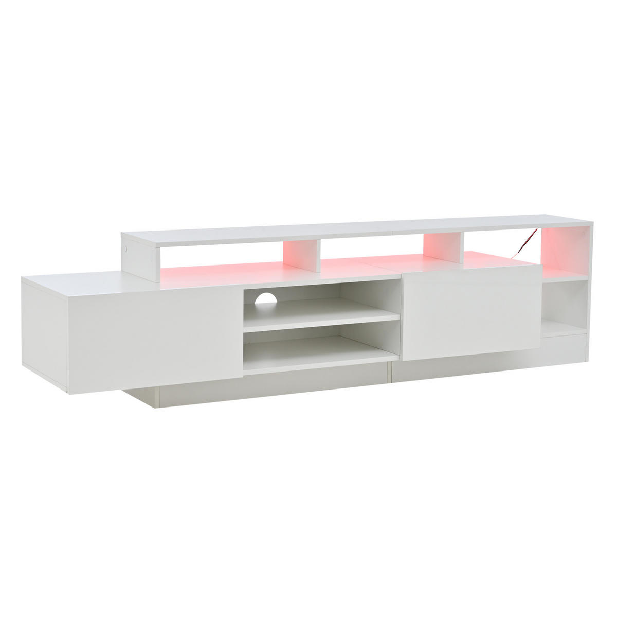 TV-LOWBOARD aus Spanplatte 190x40x48,5 cm Weiß mit LED-Beleuchtung und Stauraum - Weiß, Holzwerkstoff (190/48.5/40cm) - IVMEU