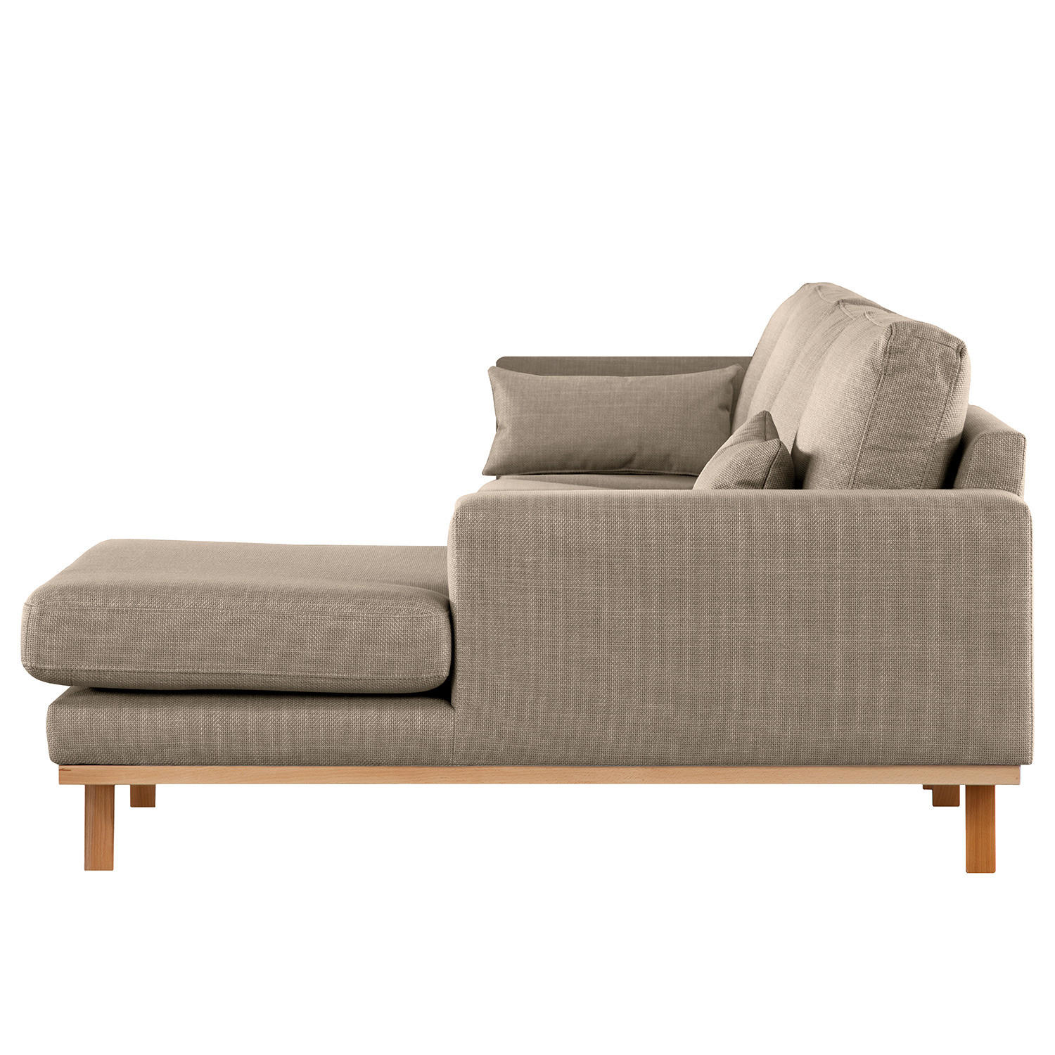 ECKSOFA mit Longchair - Taupe/Buchefarben, Textil (281/153cm) - home24