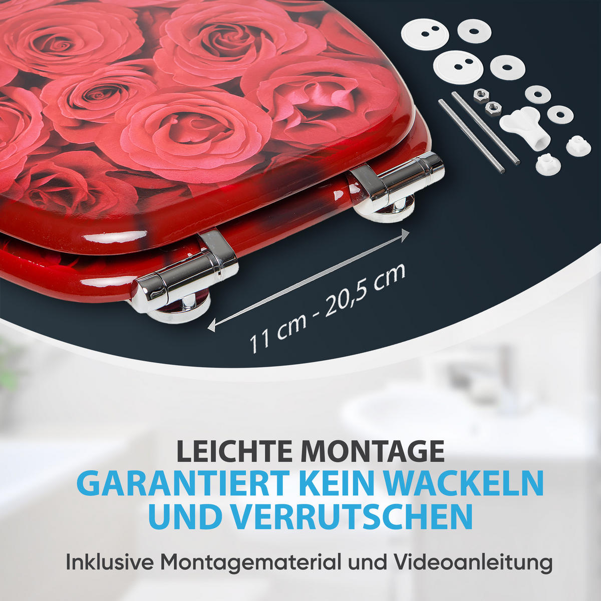 WC-SITZ mit Absenkautomatik Rosen - Rot, Holzwerkstoff (38/6/47cm) - Sanilo