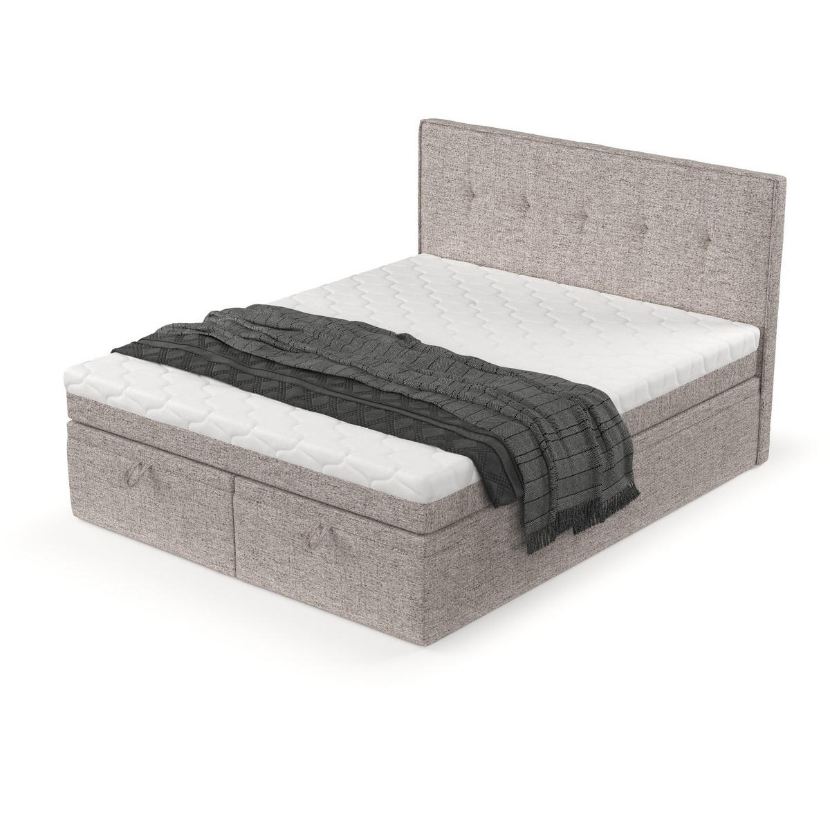 BOXBETT Arivo 180/200 cm Beige im Neve Stoff - Beige/Schwarz, Holz/Holzwerkstoff (180/200cm) - AltaBeds