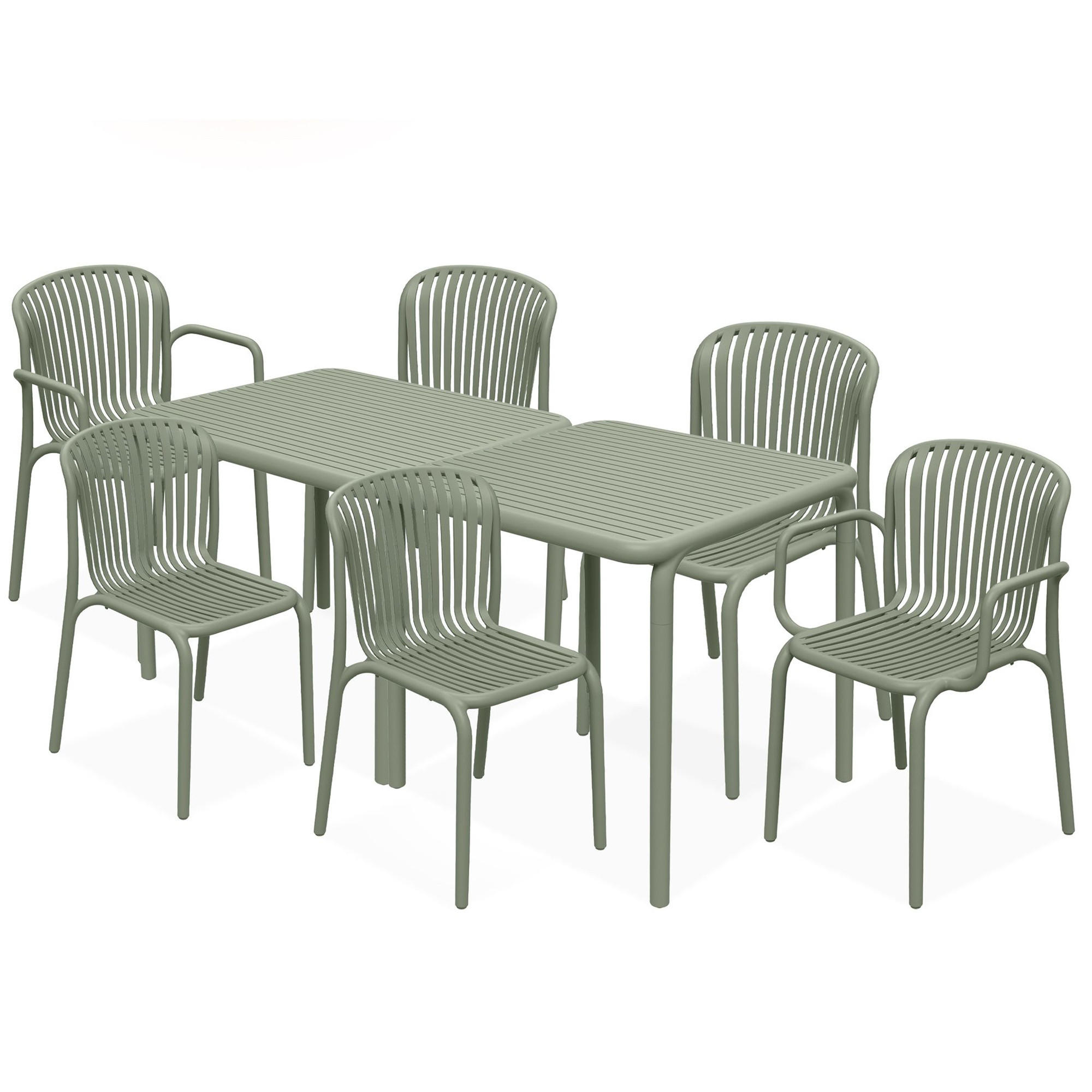 GARTEN ESSGRUPPE FICCARI, Gartenmöbel-Set 8-tlg, Olive - Olivgrün, Kunststoff - KONSIMO®