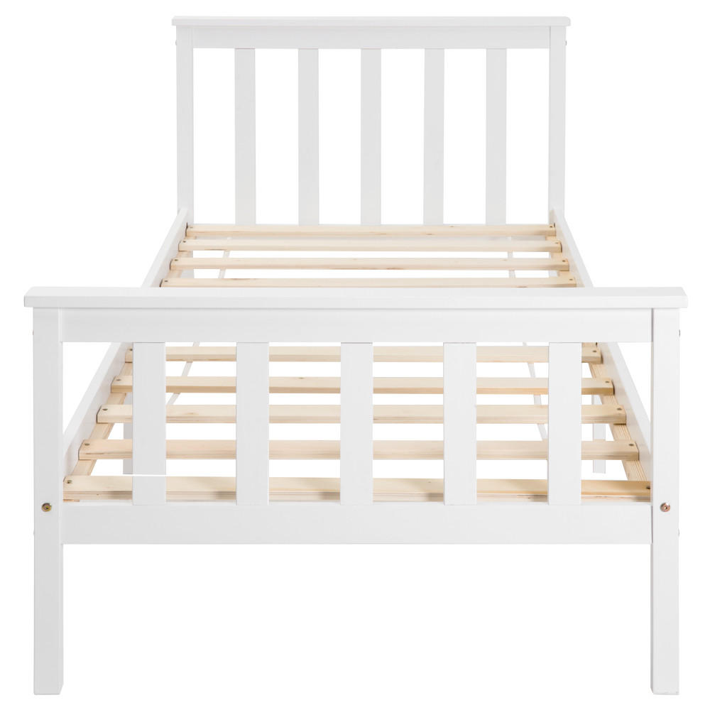 HOLZBETT 90/200 cm DE-03866, mit Lattenrost und Kopfteil, in Weiß - Weiß, Holz/Holzwerkstoff (90/200cm) - ComfortXL