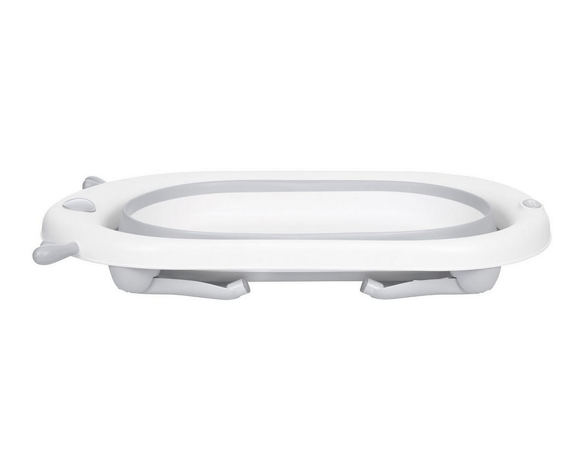 BABYBADEWANNE Foldy grau faltbar, Wasserablauf, ab Geburt, rutschfeste Beine, für unterwegs - Grau, Kunststoff (51/81.5cm) - Kikka boo