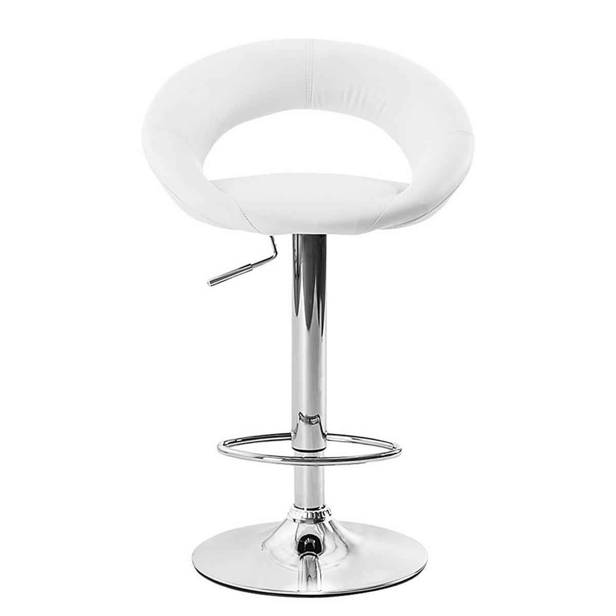 BARSTUHL - Metall / Kunstleder - Chromfarben/Weiß, Kunststoff/Metall (55/82/51cm) - home24