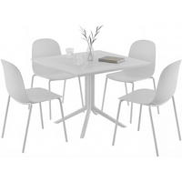 GARTENMÖBEL-SET Mara 4 Stühle 186x182x85cm Metall Weiß Balkonset - Weiß, Metall - DELUKE