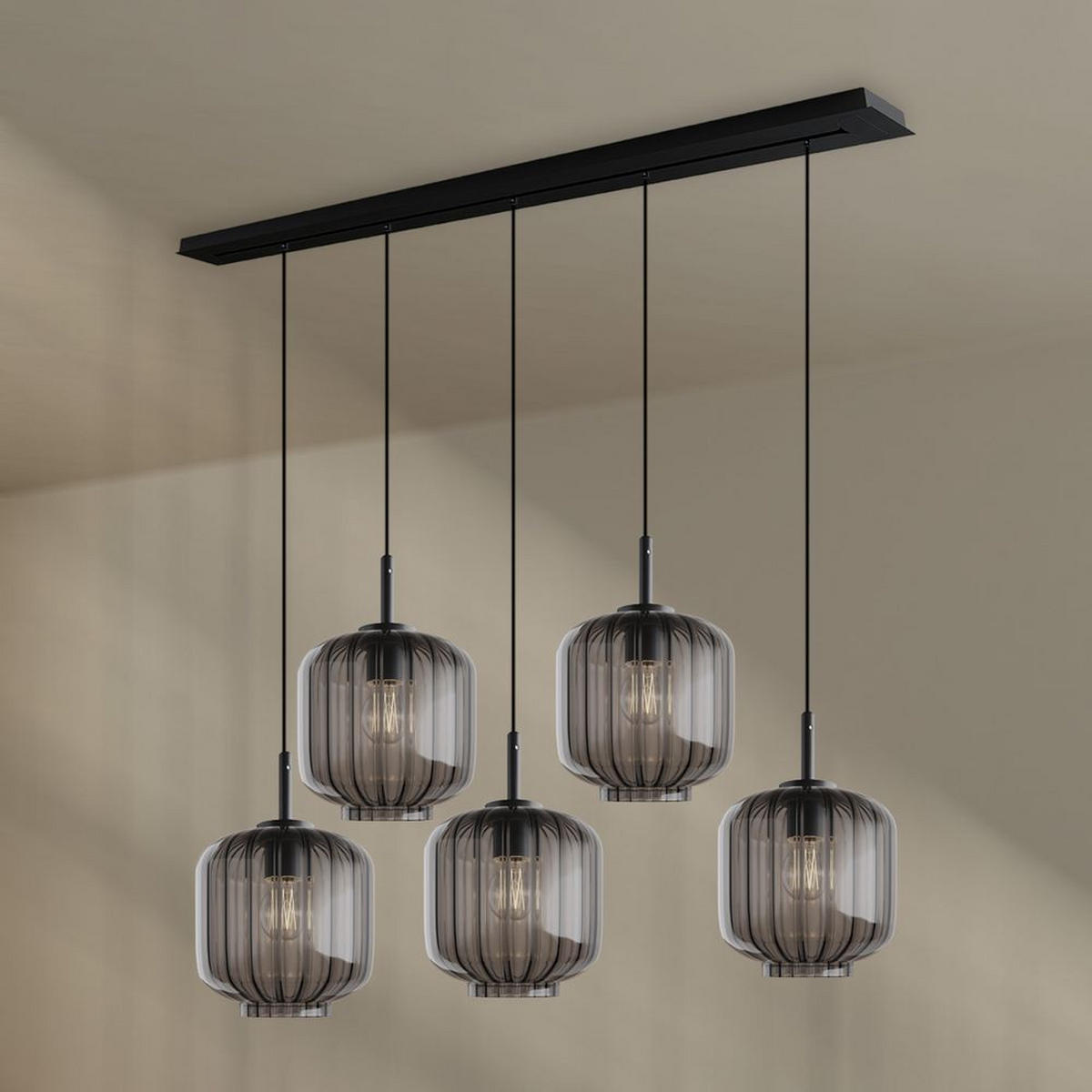 HÄNGELEUCHTE Velo 5-flammig Rauch Ø 20cm - Anthrazit/Schwarz, Glas (20/20/20cm) - s.luce
