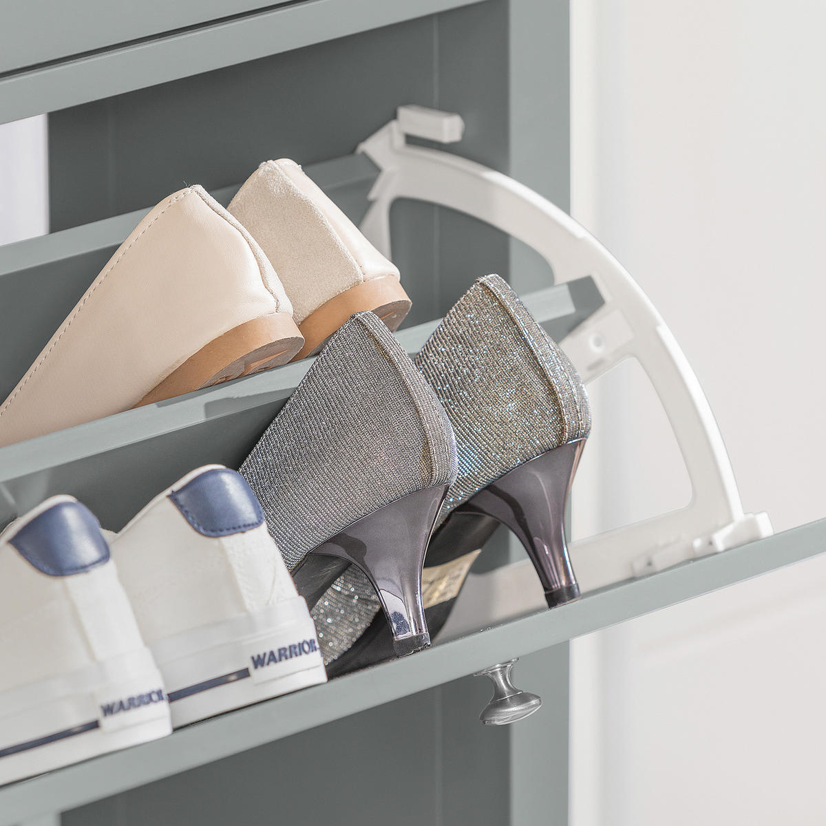 SCHUHSCHRANK Grau - Grau, Holzwerkstoff (80/108/25cm) - SoBuy