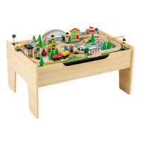 EISENBAHNTISCH aus Holz natur(78-tlg) - Naturfarben, Holzwerkstoff (79/39.5/57cm) - COSTWAY