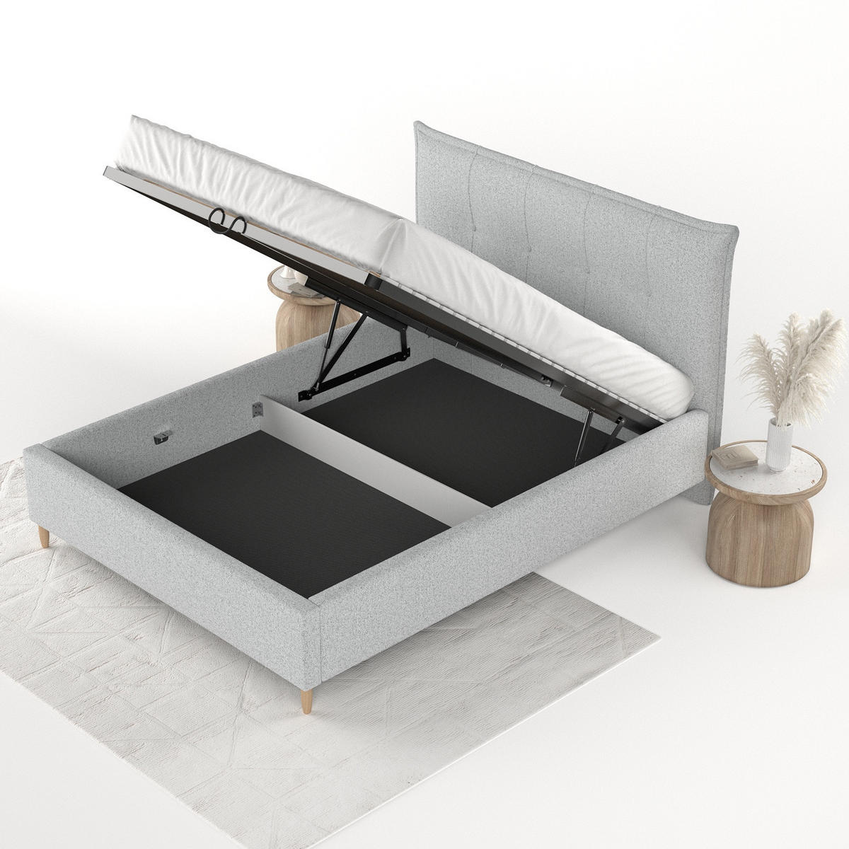 POLSTERBETT Plaza 160/200 cm Hellgrau im Riva Stoff - Hellgrau/Naturfarben, Holz/Holzwerkstoff (160/200cm) - AltaBeds