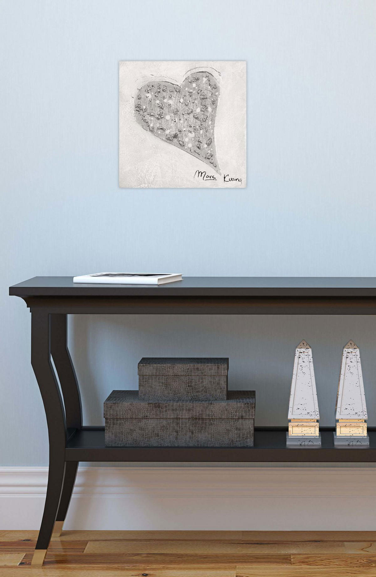 ACRYLBILD HANDGEMALT 30/30 cm - Silberfarben, Holz/Textil (0.34/30cm) - KUNSTLOFT