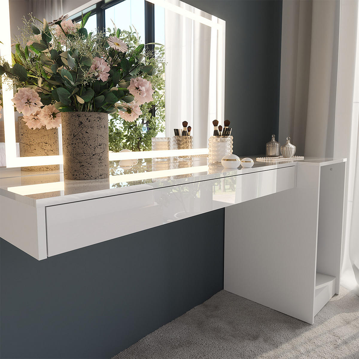 TOALETNÍ STOLEK Sherry Bílá - bílá, kompozitní dřevo (120/12/40.1cm) - Vicco