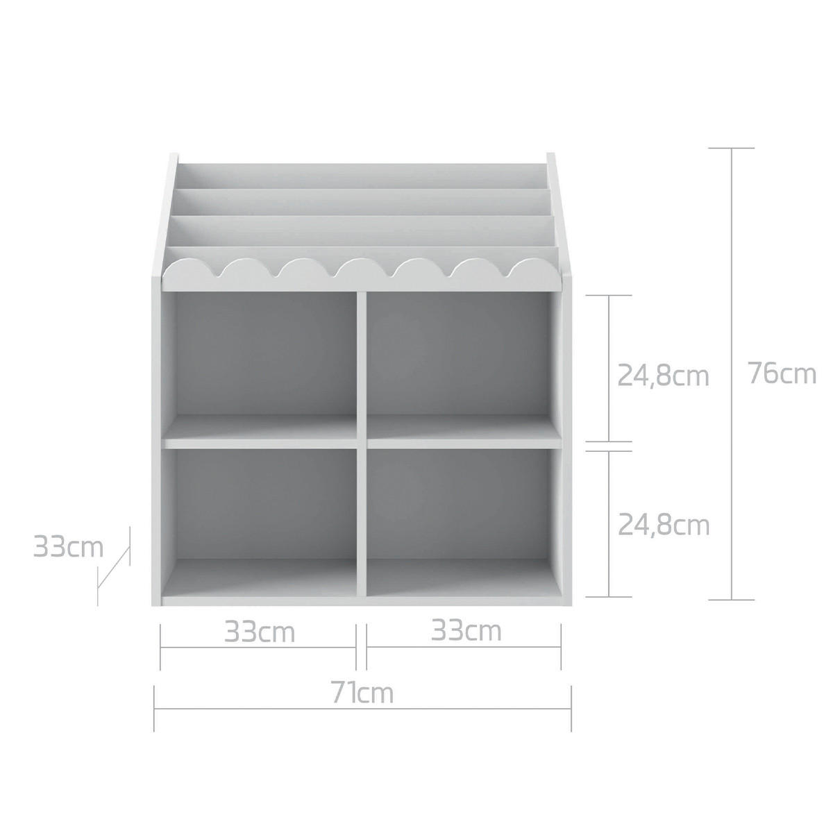 KNIHOVNA Book Nook Bílá - bílá, kompozitní dřevo (71/76/33cm) - Petits-meubles