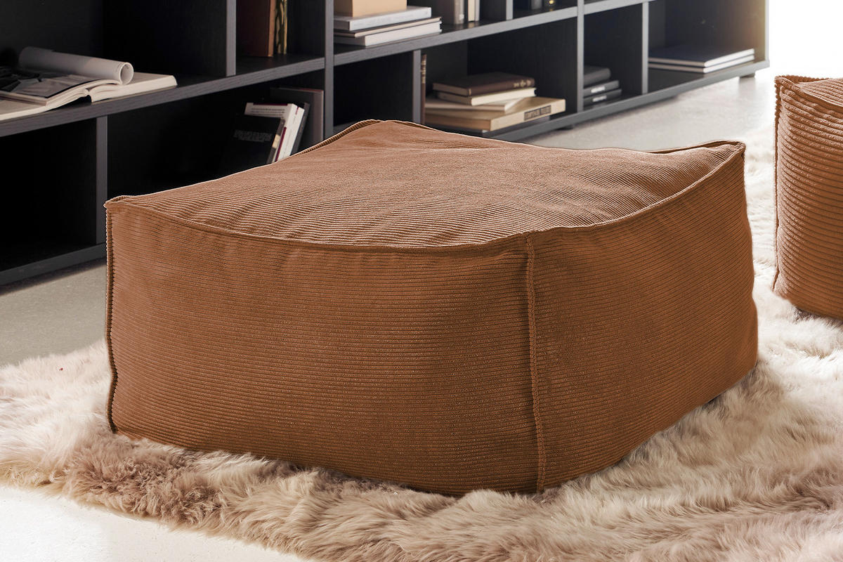 HOCKER ALEA Braun Cord - Braun, Textil (86/38/86cm) - KAWOLA