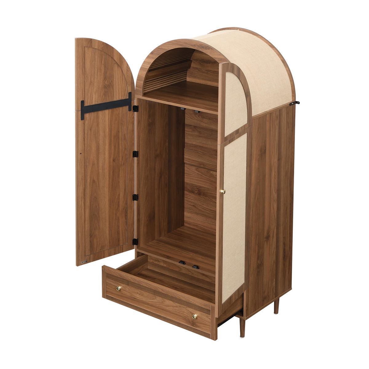 KLEIDERSCHRANK Holz Stoff Türen - Naturfarben, Holz (50/175/79cm) - LEBENLANG