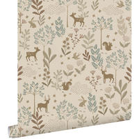 TAPETE Wald mit Waldtieren 53 cm x 10.05 m - Beige, Papier (53/0.1cm) - ESTAhome