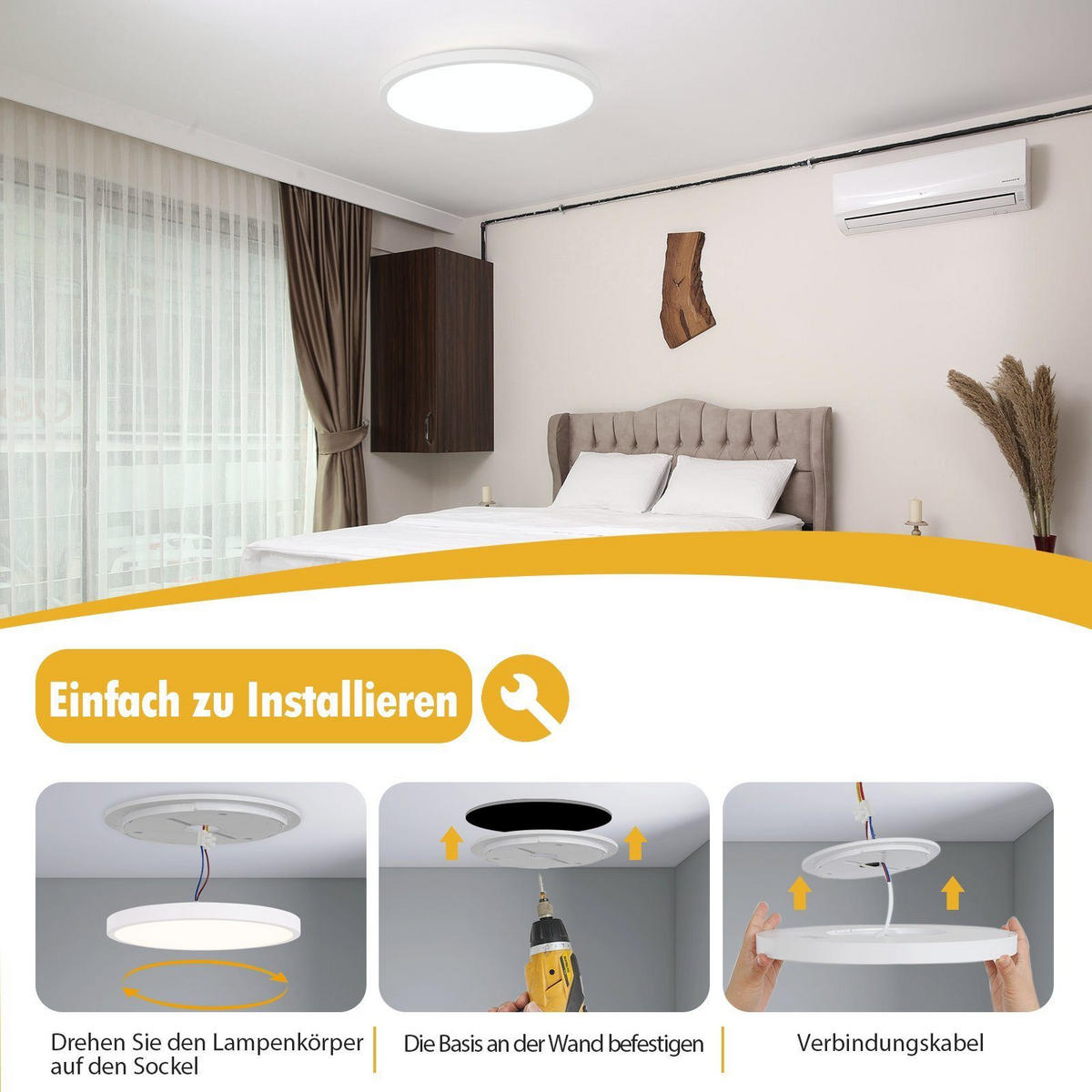 LED-DECKENLEUCHTE Hammer 30 cm - Weiß, Kunststoff (30/30/2.5cm) - Nettlife