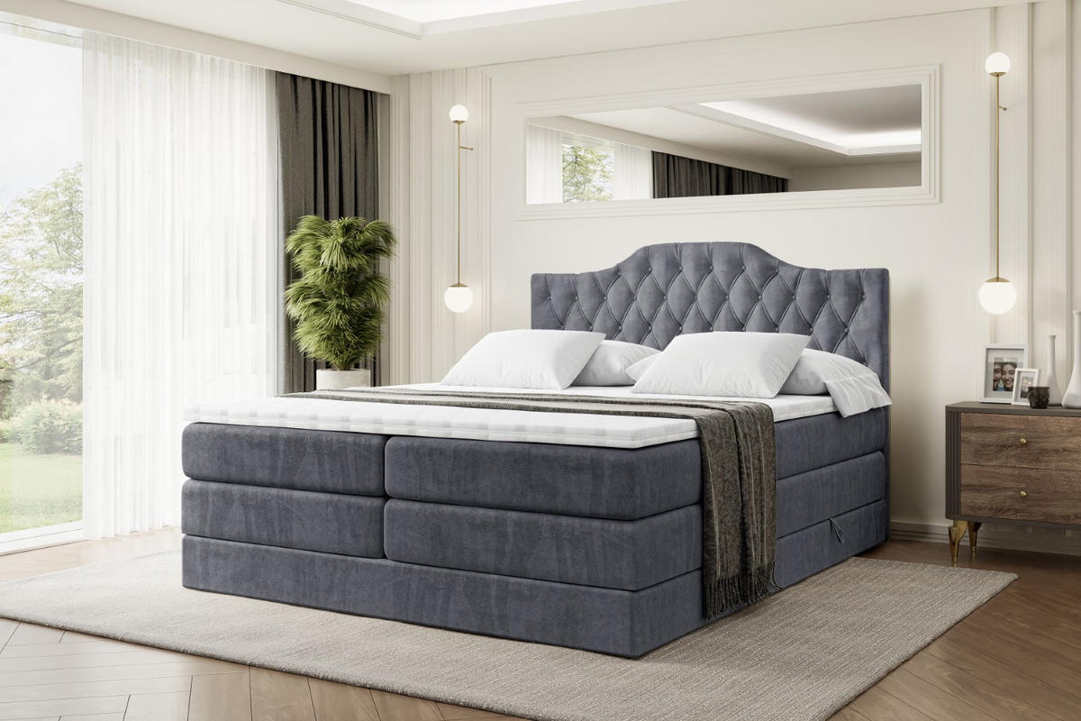 BOXSPRINGBETT VILA-1 KING - 160x200 - H3/H4 - Dunkelgrau - Dunkelgrau, Holzwerkstoff (160/200cm) - ALTDECOR