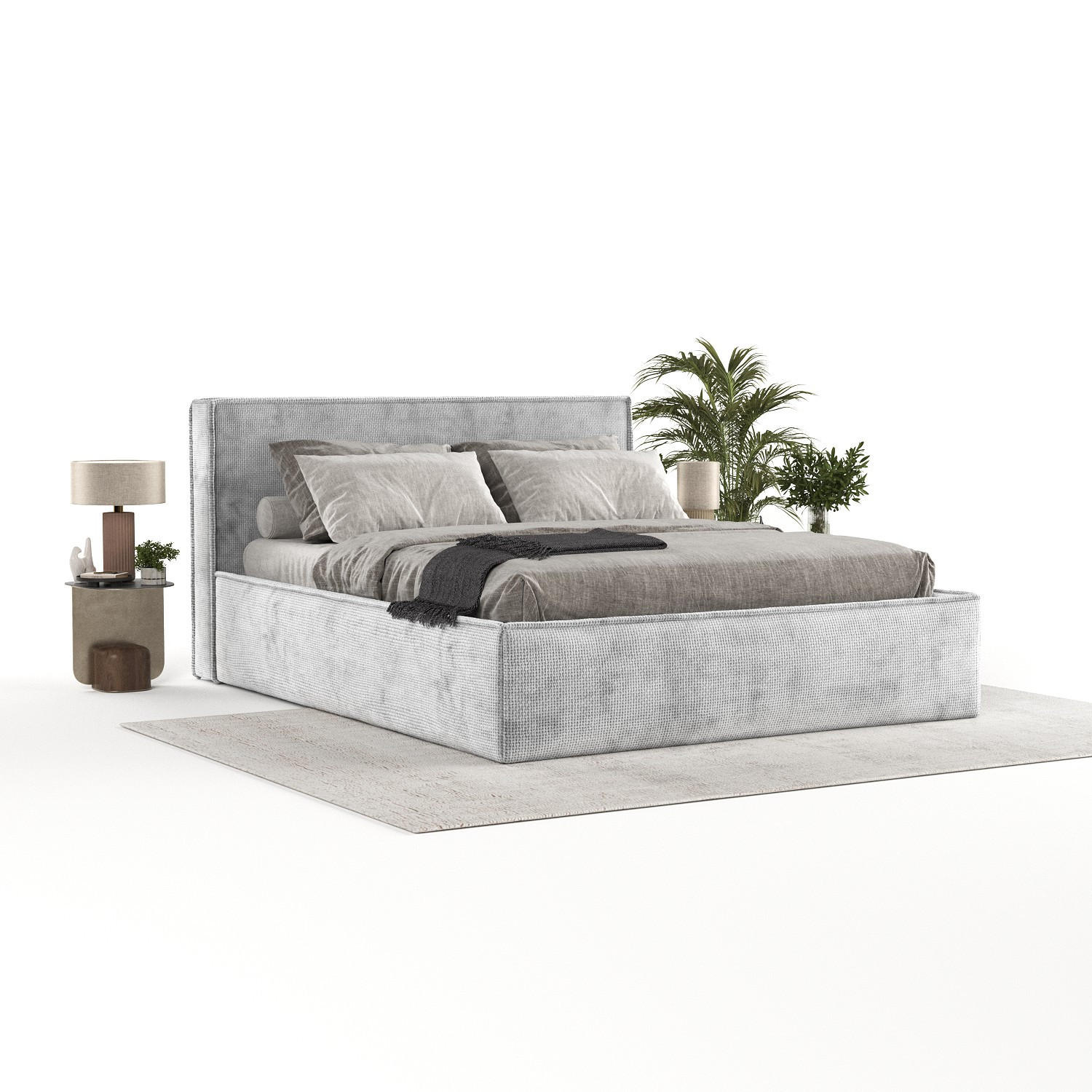 POLSTERBETT Sato mit Stauraum 140/200 cm Hellgrau im Bonita Stoff - Hellgrau/Schwarz, Holz/Holzwerkstoff (140/200cm) - AltaBeds