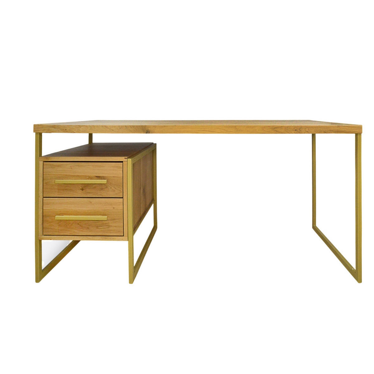 HOLZSCHREIBTISCH mit Metallbeinen fürs Büro GERDA - Eichefarben, Holz (60/150/75cm) - Rawood Furniture