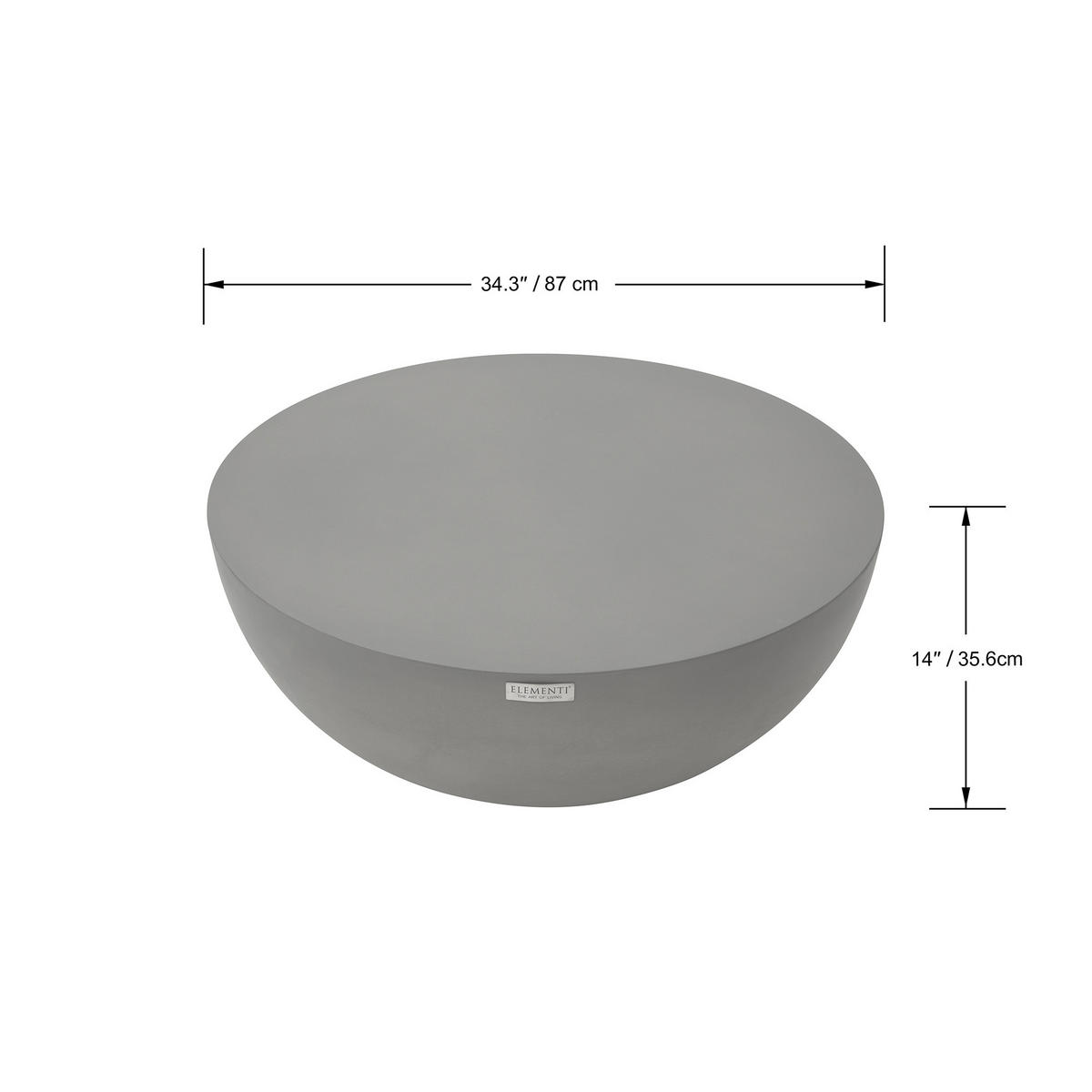 COUCHTISCH CHRONOS Mittel aus Beton 87 x 87 x 35 cm - Grau, Naturmaterialien (87/87/35cm) - Elementi